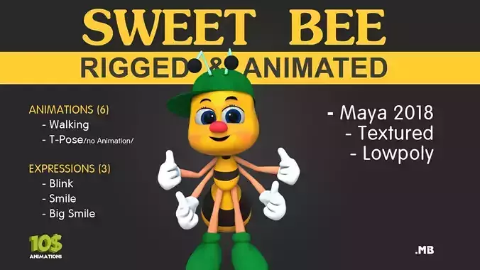 Sweet Bee - Rigged Animated Character