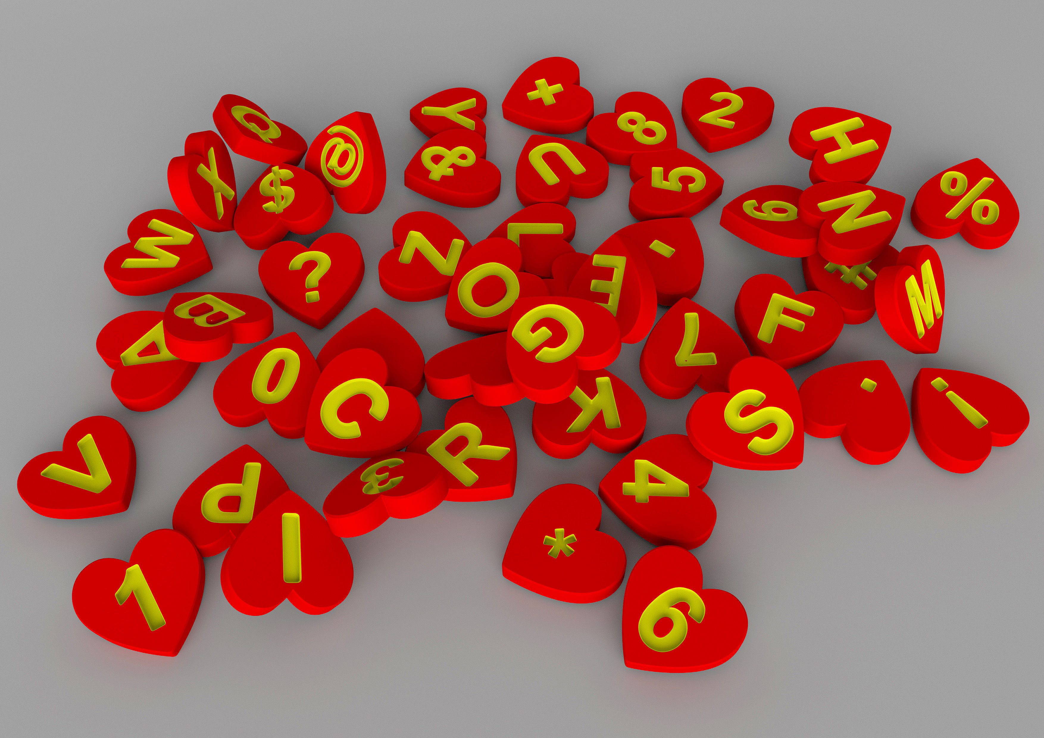  3d model  Letters love shape 3D model_5