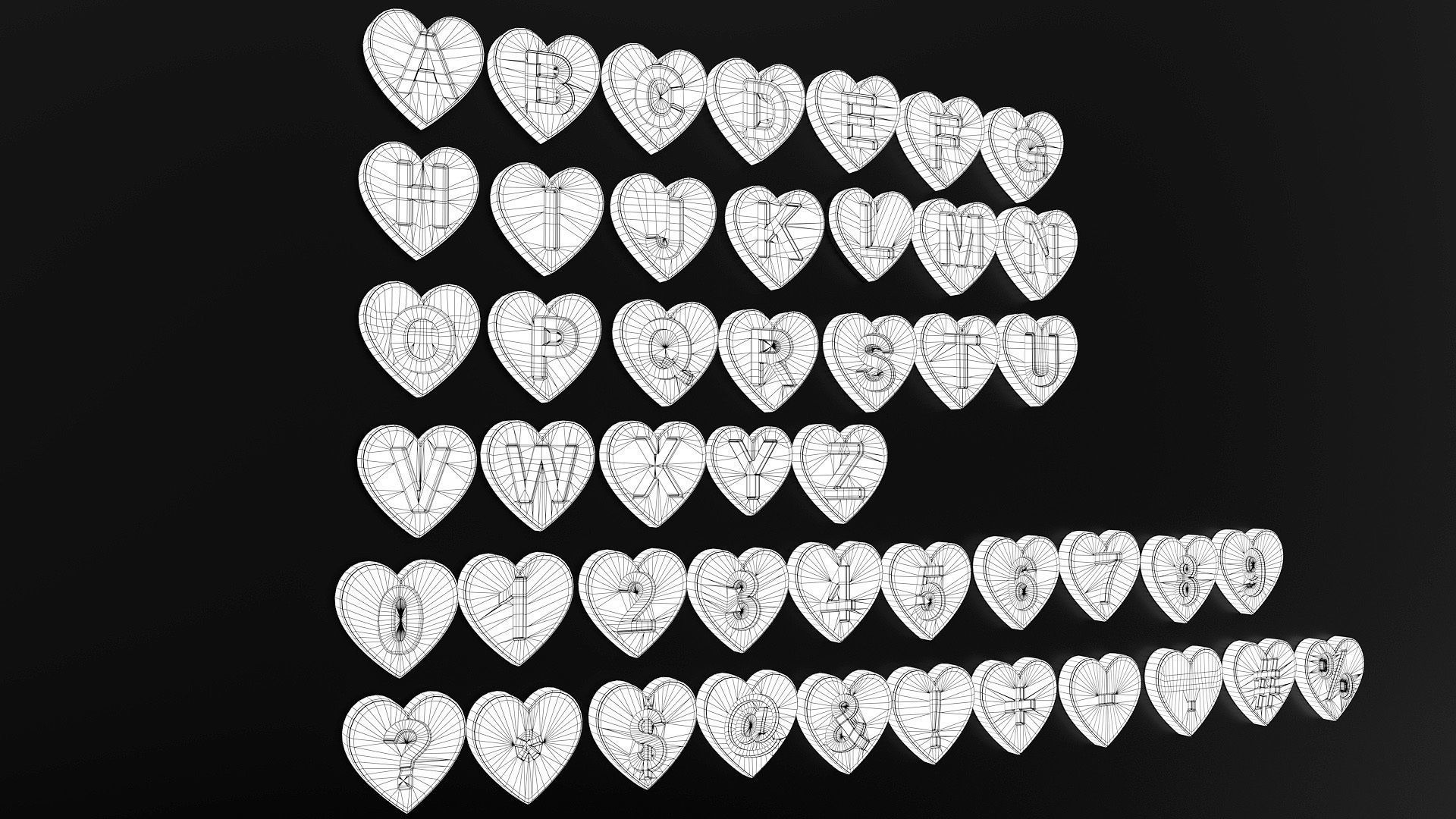  3d model  Letters love shape 3D model_13