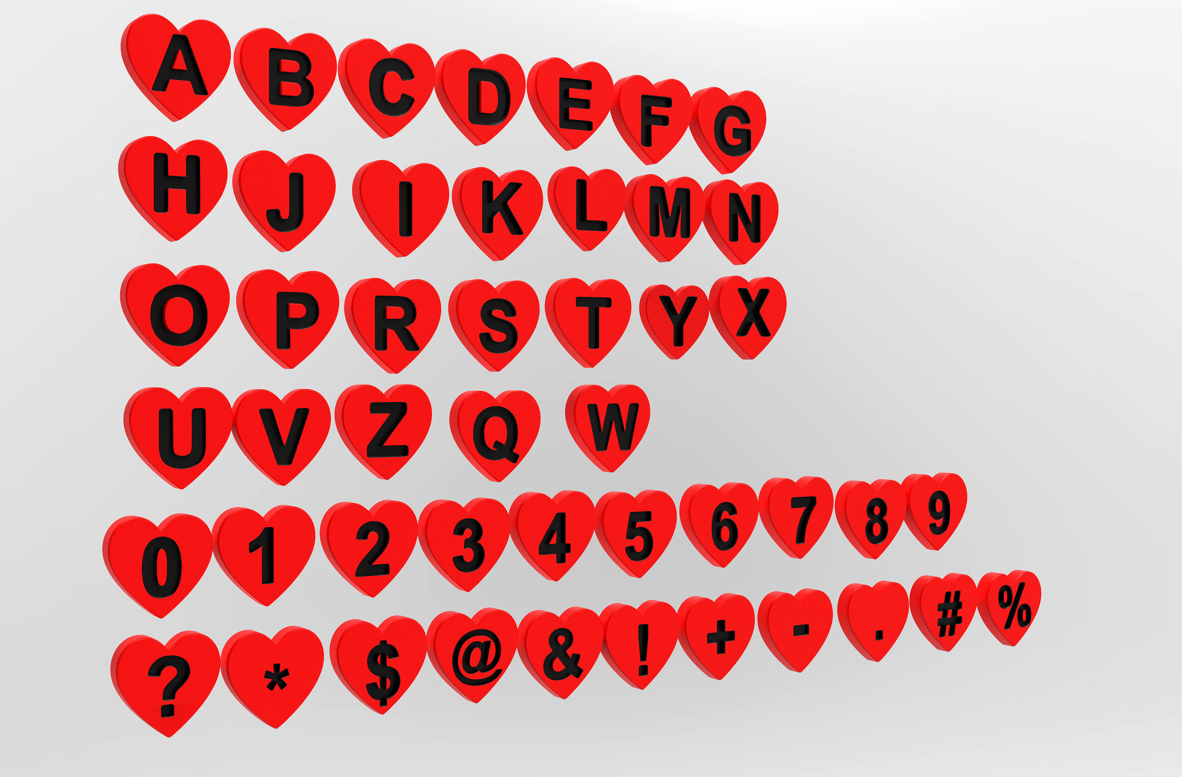  3d model  Letters love shape 3D model_4