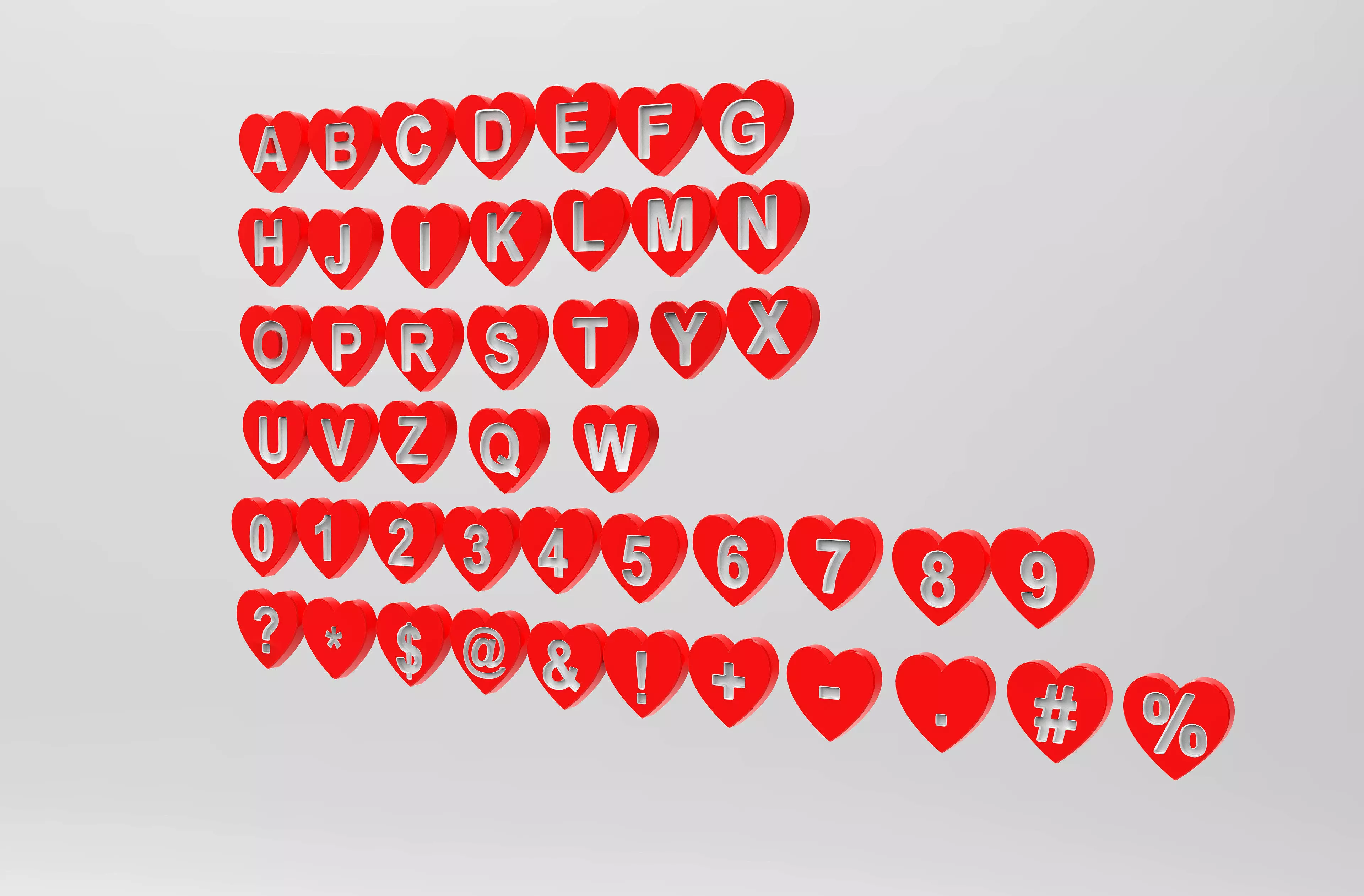  3d model  Letters love shape 3D model_0