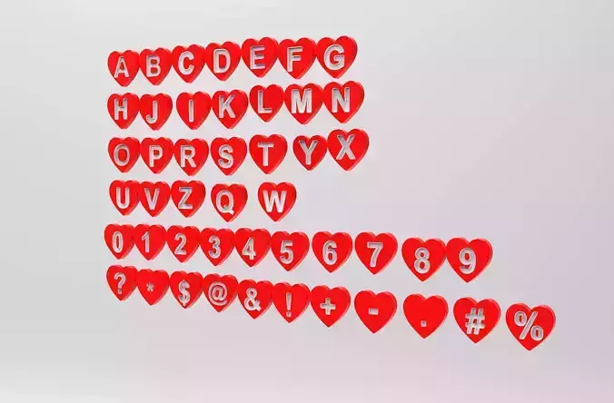  3d model  Letters love shape 3D model