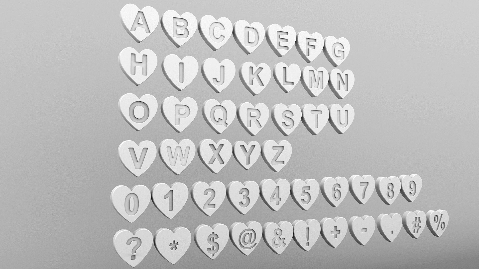  3d model  Letters love shape 3D model_12