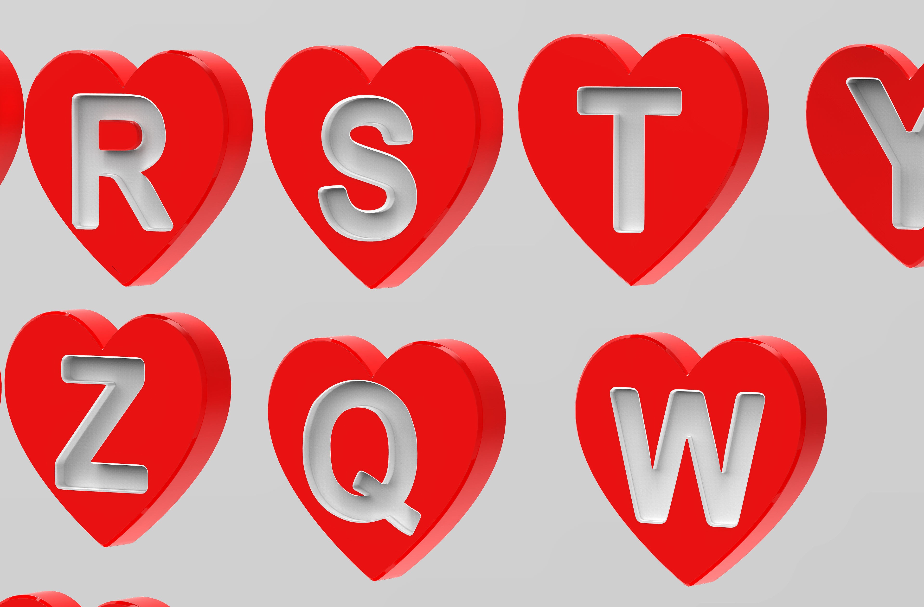  3d model  Letters love shape 3D model_1