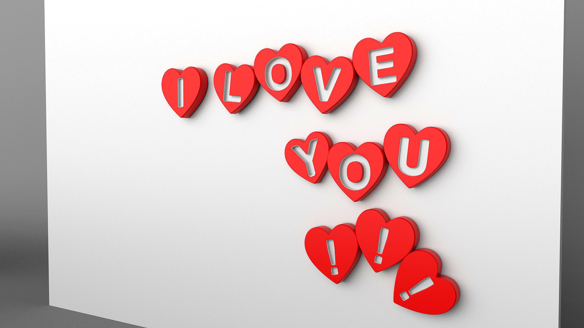  3d model  Letters love shape 3D model_3