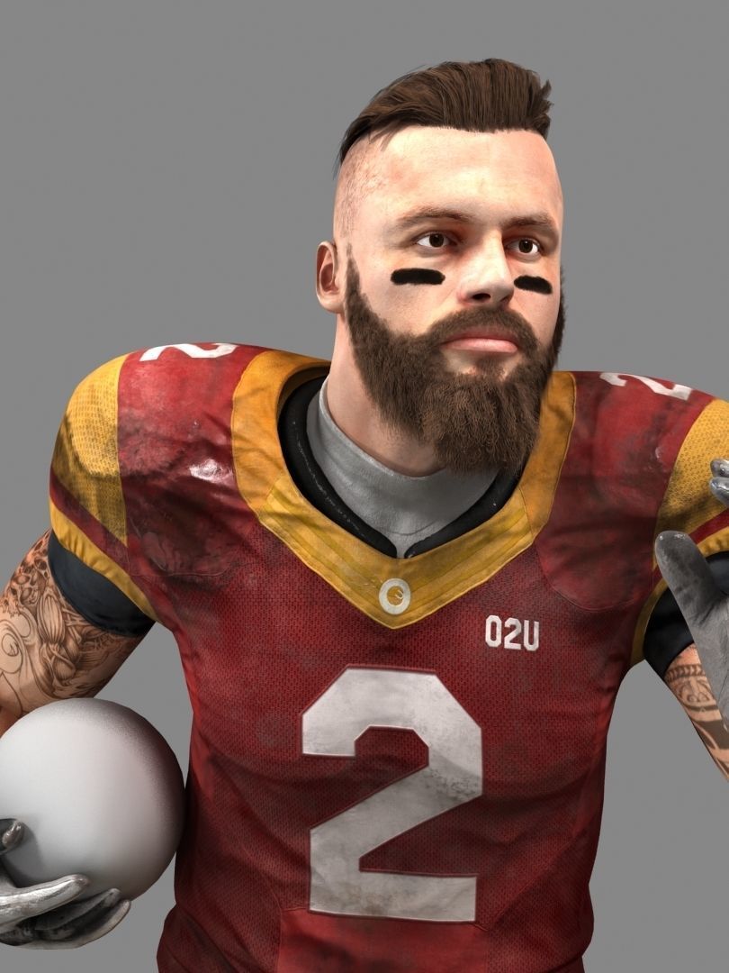 American Football Player- ANimated Low-poly 3D model_12