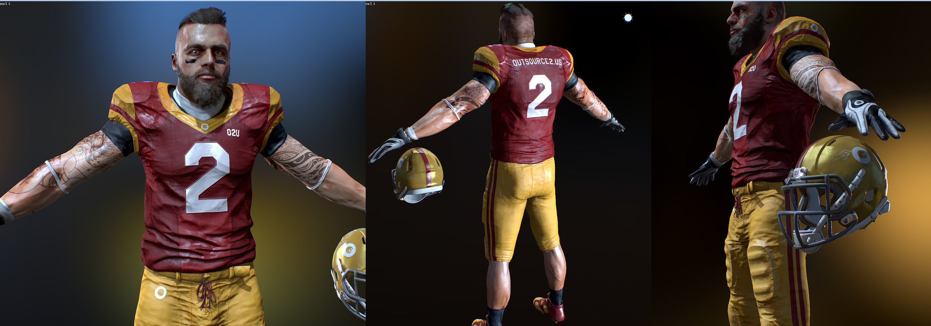 American Football Player- ANimated Low-poly 3D model_7