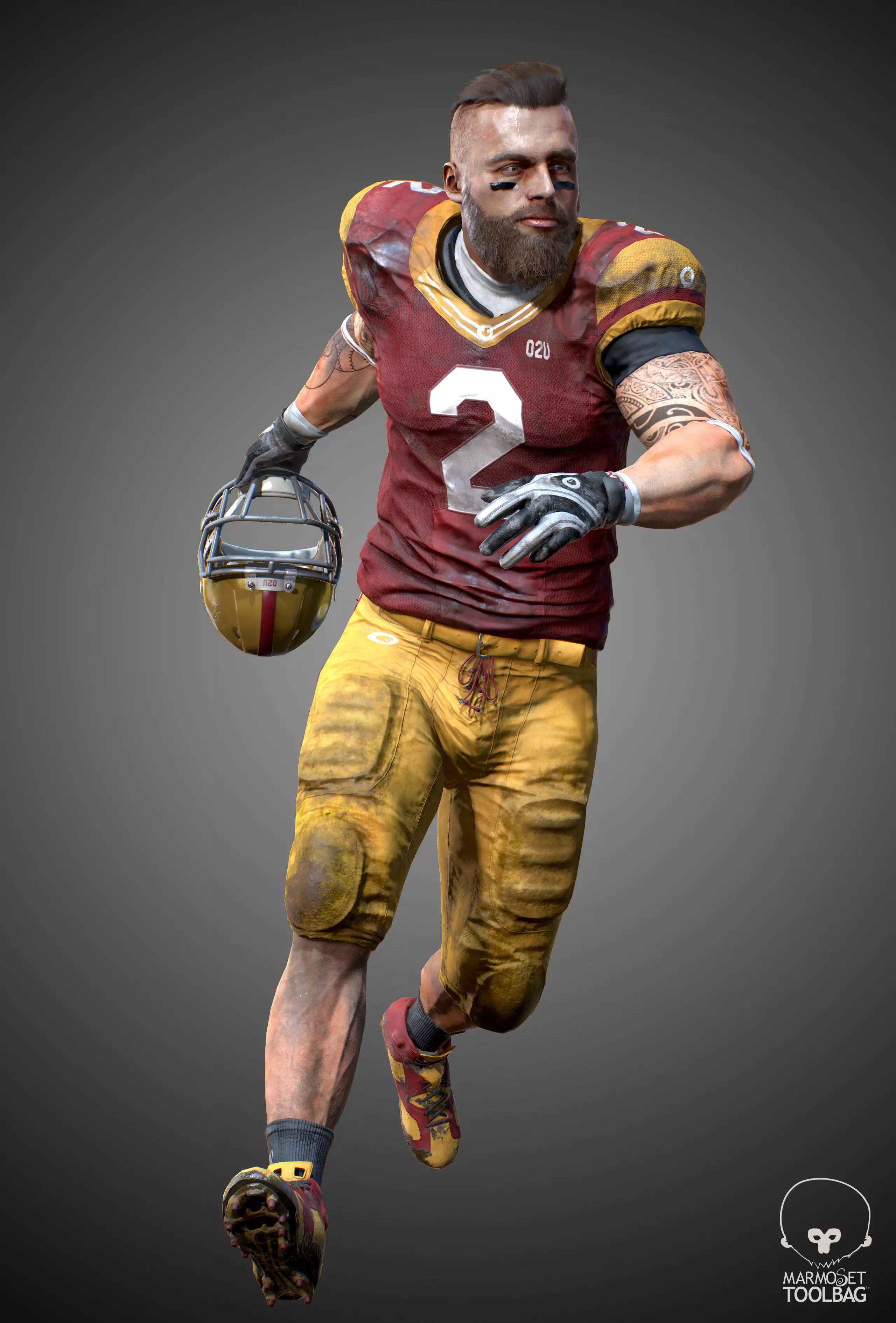 American Football Player- ANimated Low-poly 3D model_0