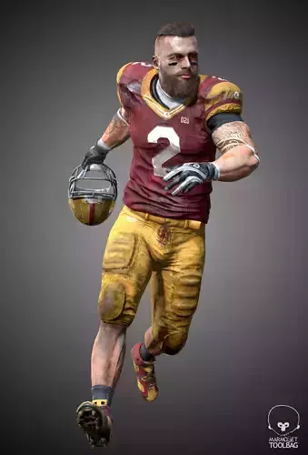 American Football Player- ANimated Low-poly 3D model
