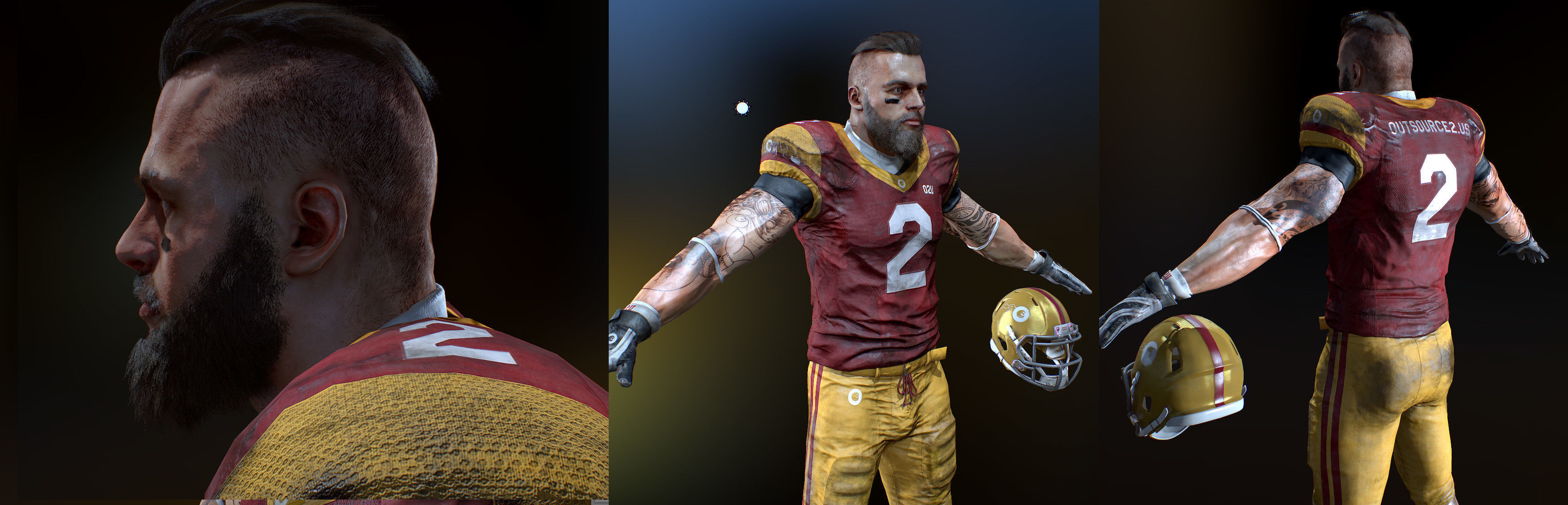 American Football Player- ANimated Low-poly 3D model_5