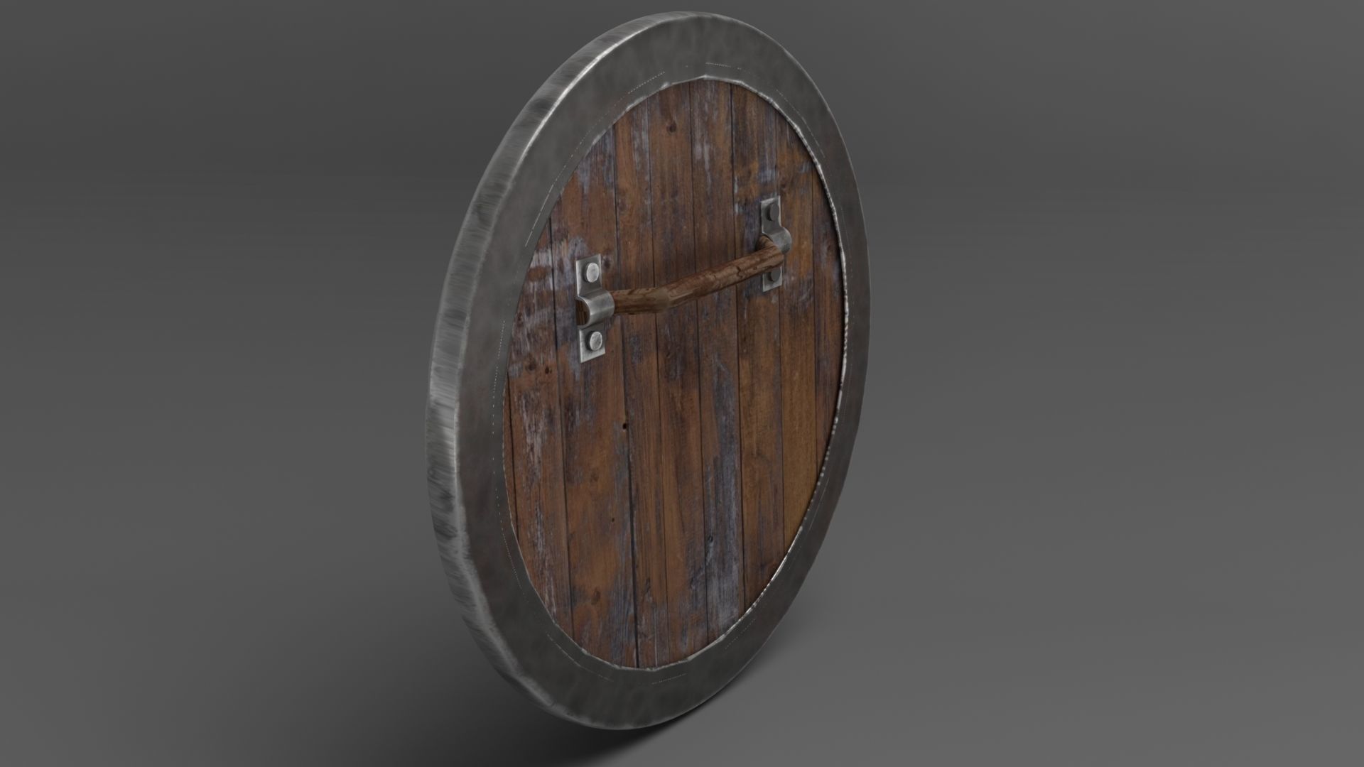 Medieval rounded shield Low-poly 3D model_2