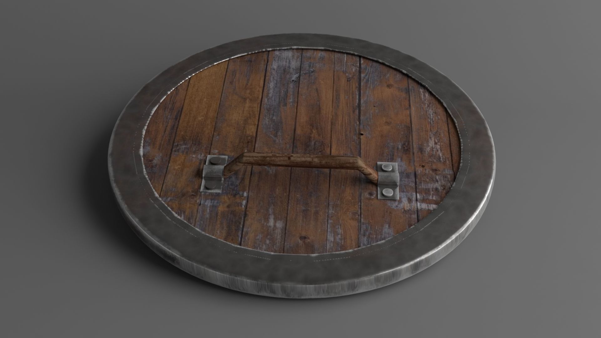 Medieval rounded shield Low-poly 3D model_1
