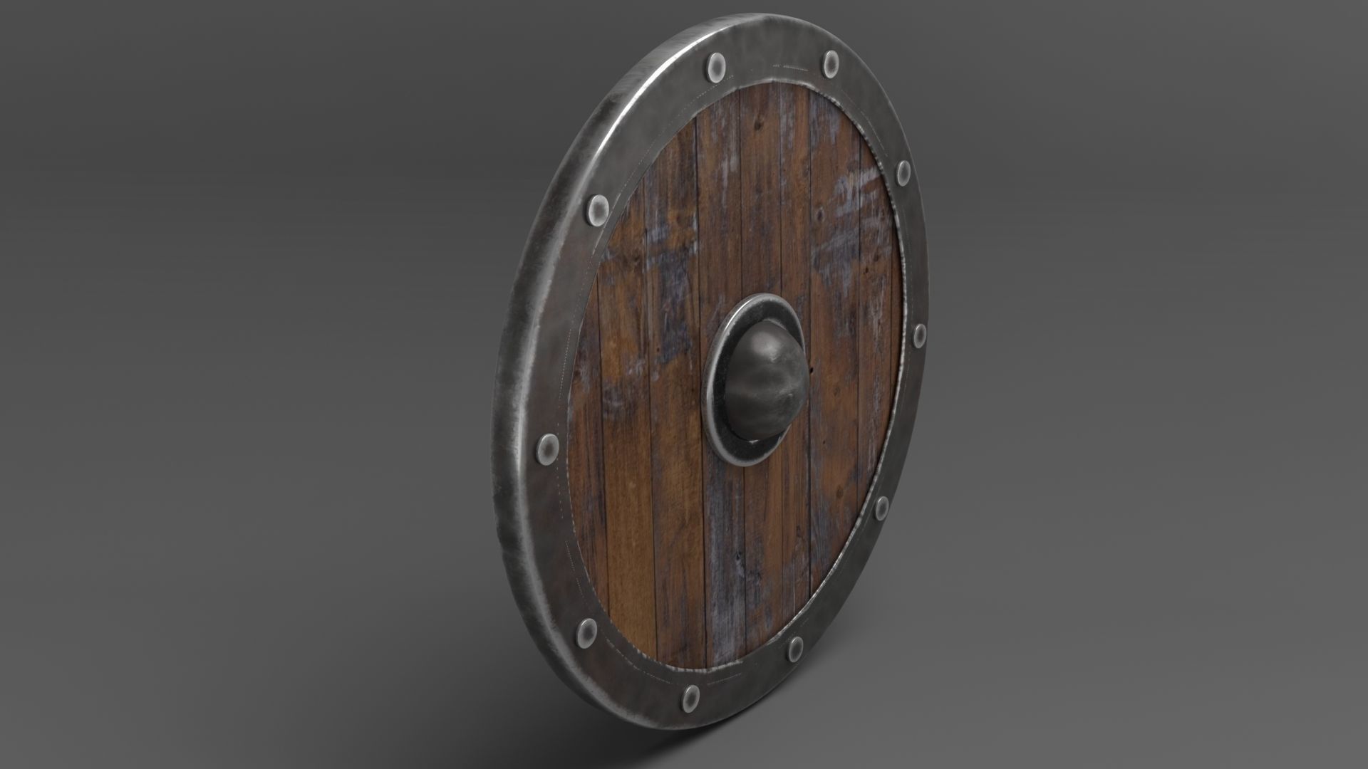 Medieval rounded shield Low-poly 3D model_3