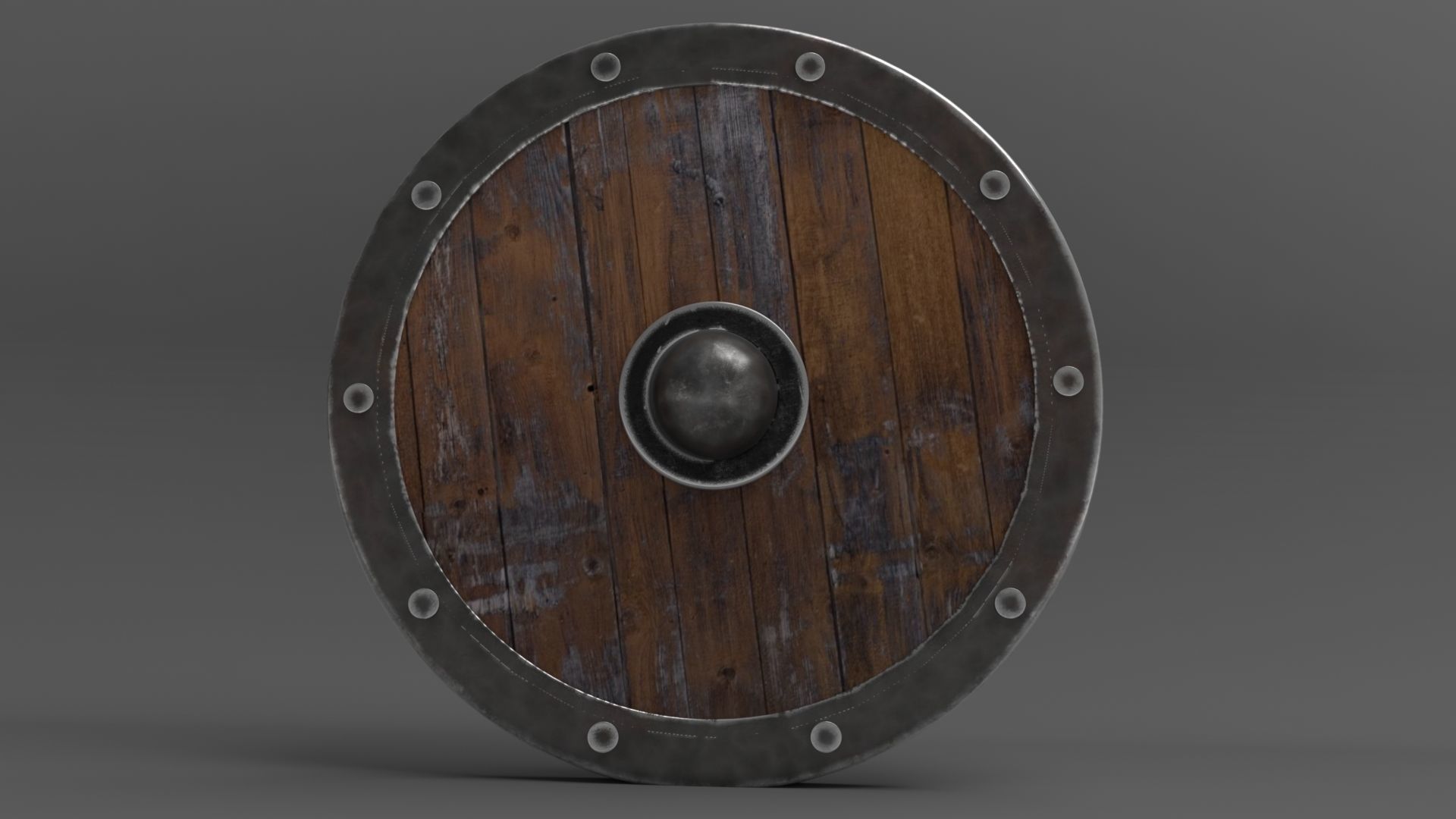 Medieval rounded shield Low-poly 3D model_4