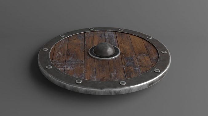 Medieval rounded shield Low-poly 3D model