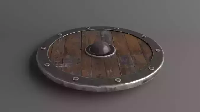 Medieval rounded shield Low-poly 3D model