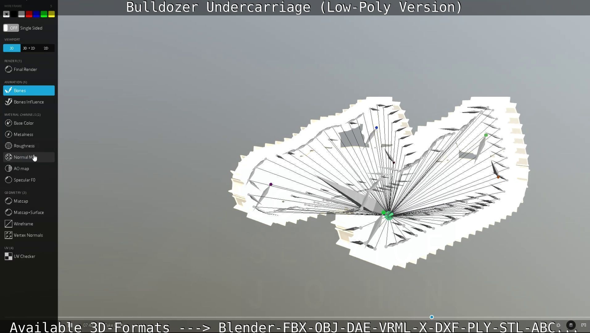 Bulldozer Undercarriage Rigged and Animated - Low-Poly Version Low-poly 3D model_35