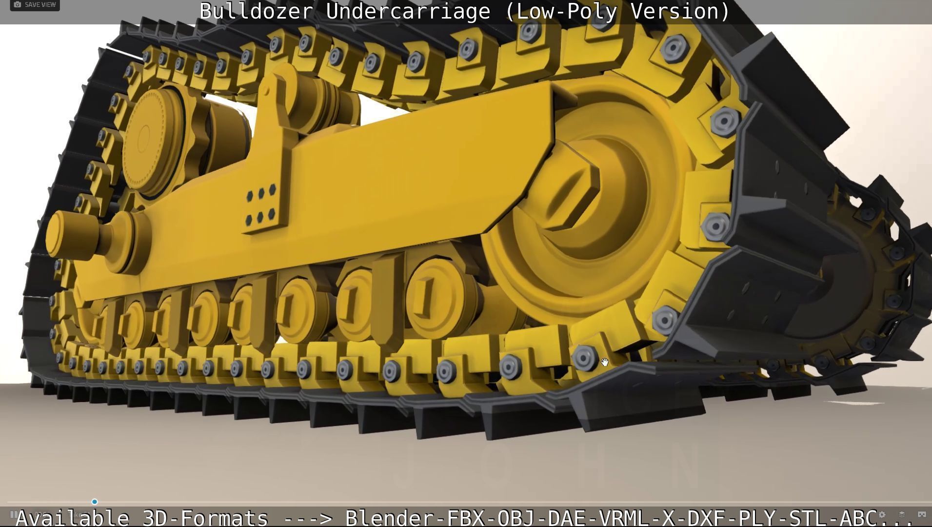 Bulldozer Undercarriage Rigged and Animated - Low-Poly Version Low-poly 3D model_8