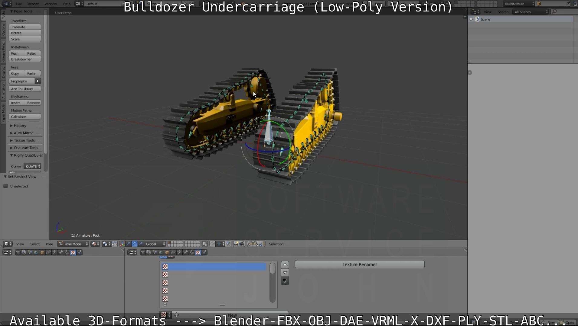 Bulldozer Undercarriage Rigged and Animated - Low-Poly Version Low-poly 3D model_15