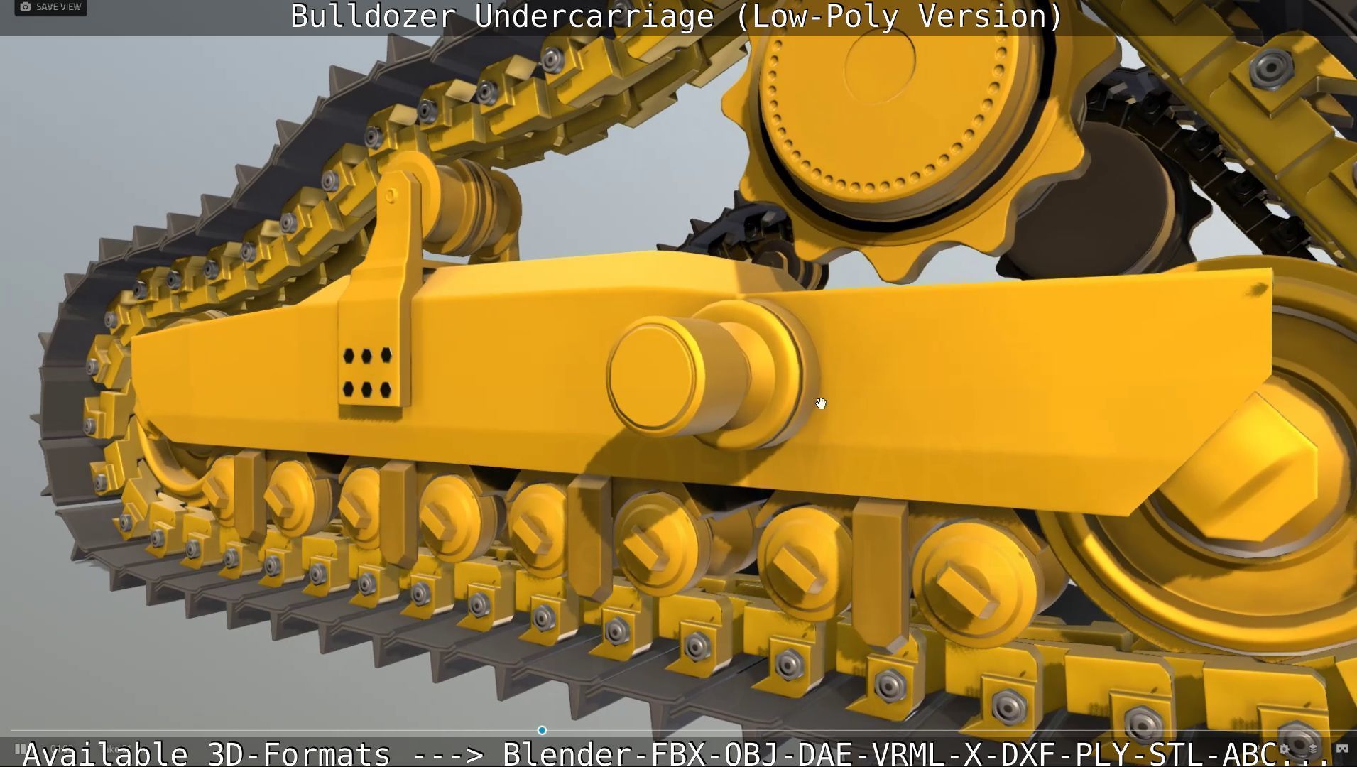 Bulldozer Undercarriage Rigged and Animated - Low-Poly Version Low-poly 3D model_2