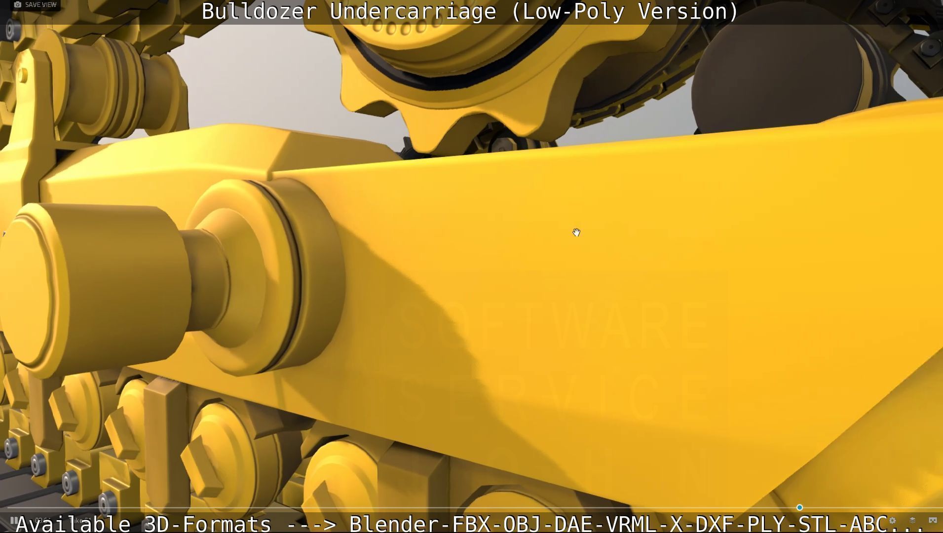 Bulldozer Undercarriage Rigged and Animated - Low-Poly Version Low-poly 3D model_12