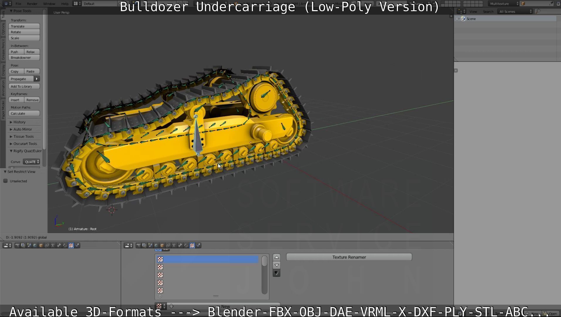 Bulldozer Undercarriage Rigged and Animated - Low-Poly Version Low-poly 3D model_19