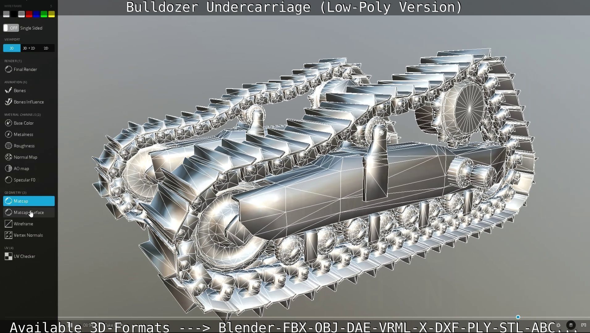 Bulldozer Undercarriage Rigged and Animated - Low-Poly Version Low-poly 3D model_43