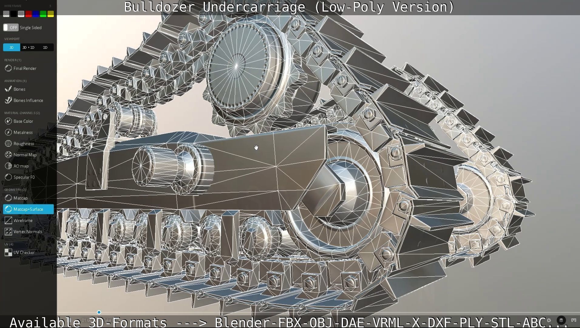 Bulldozer Undercarriage Rigged and Animated - Low-Poly Version Low-poly 3D model_45