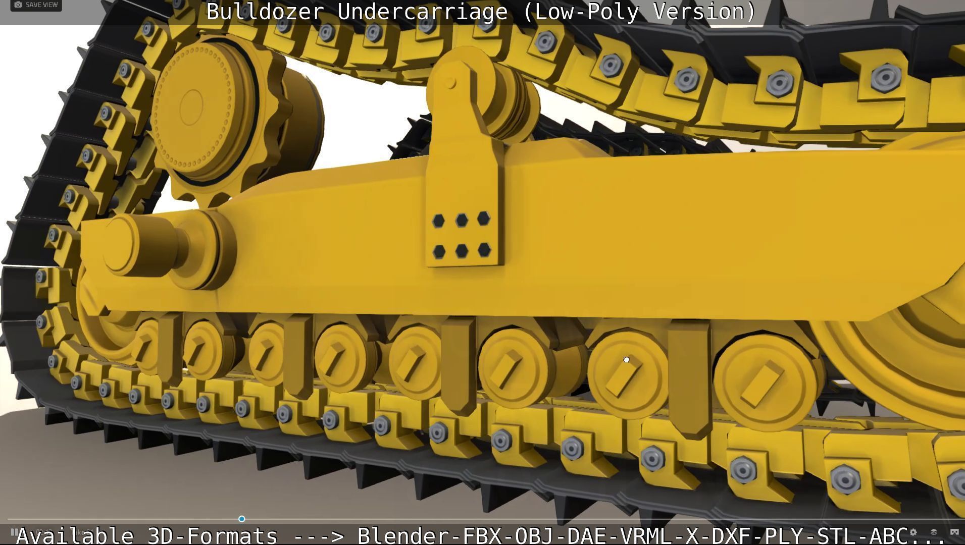 Bulldozer Undercarriage Rigged and Animated - Low-Poly Version Low-poly 3D model_9