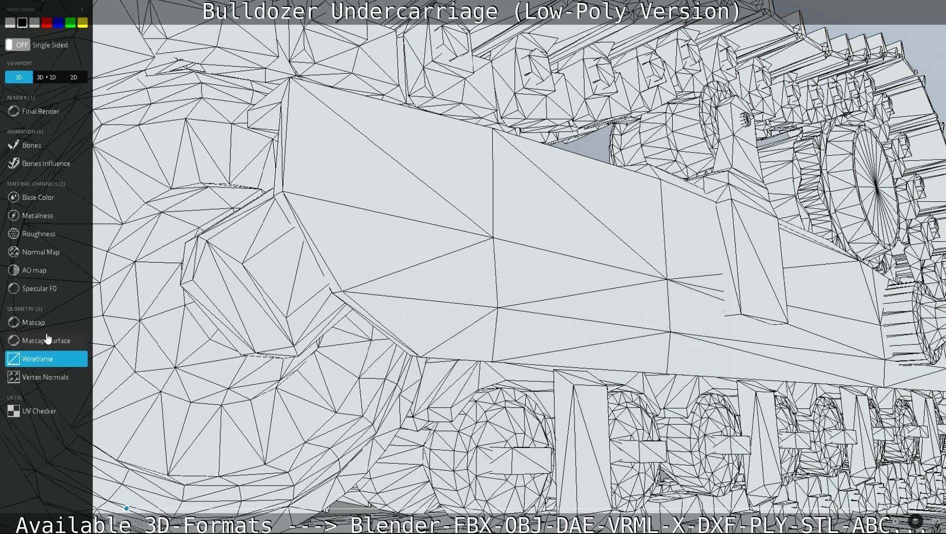 Bulldozer Undercarriage Rigged and Animated - Low-Poly Version Low-poly 3D model_41