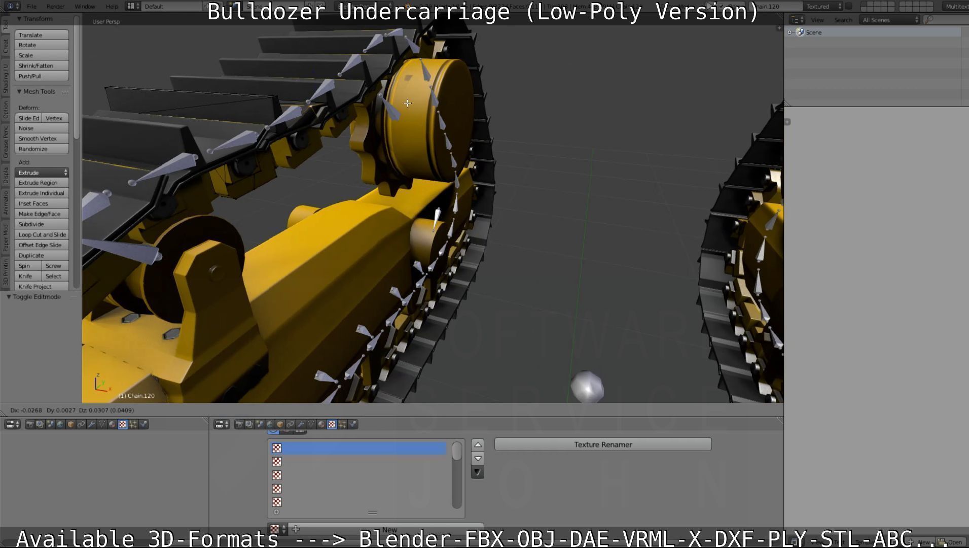 Bulldozer Undercarriage Rigged and Animated - Low-Poly Version Low-poly 3D model_24