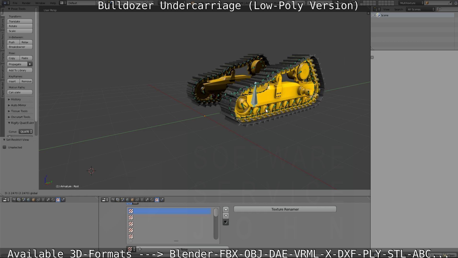 Bulldozer Undercarriage Rigged and Animated - Low-Poly Version Low-poly 3D model_17