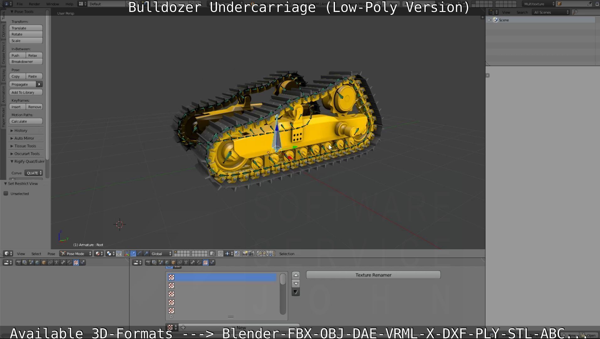 Bulldozer Undercarriage Rigged and Animated - Low-Poly Version Low-poly 3D model_20