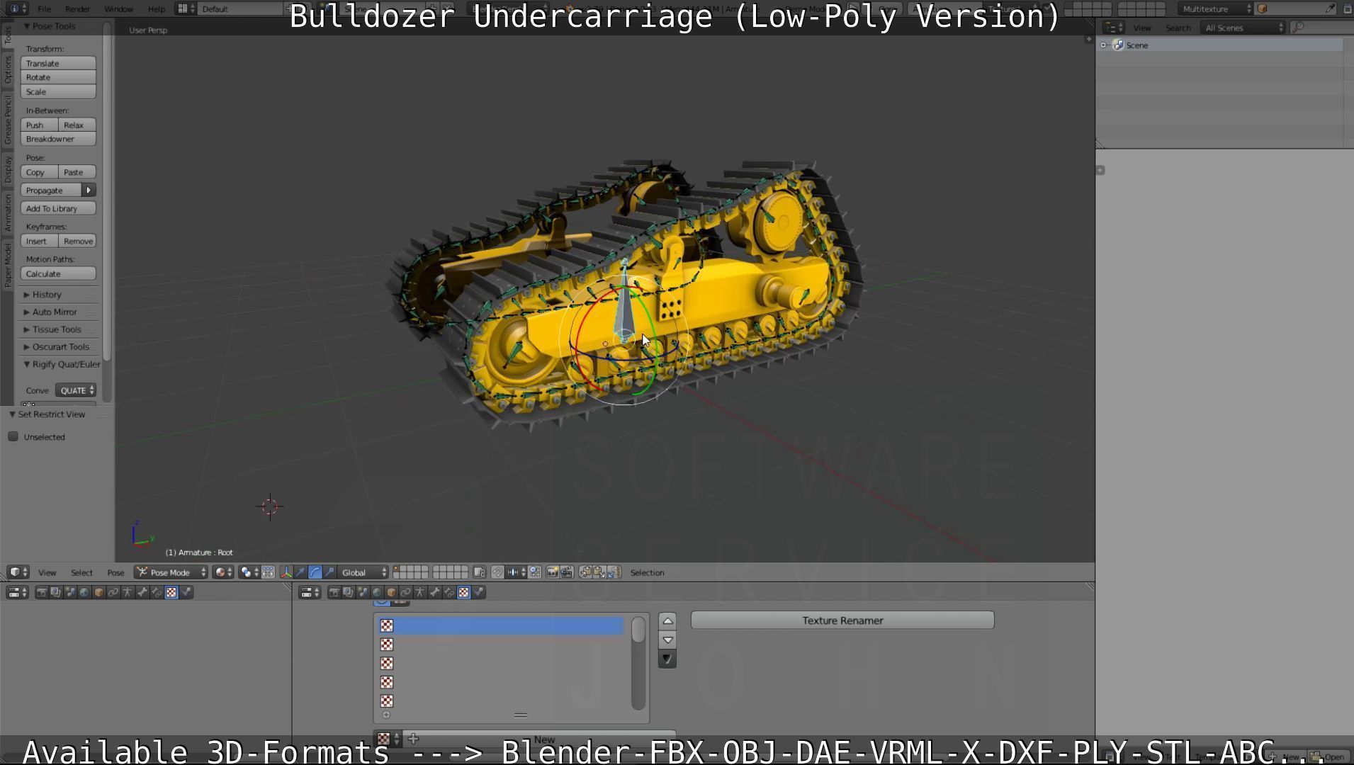 Bulldozer Undercarriage Rigged and Animated - Low-Poly Version Low-poly 3D model_16