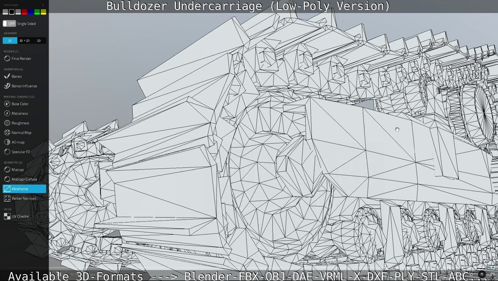 Bulldozer Undercarriage Rigged and Animated - Low-Poly Version Low-poly 3D model_40