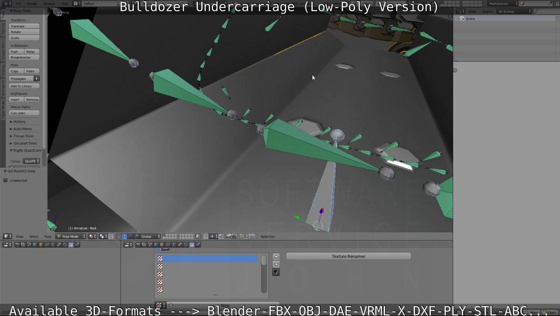 Bulldozer Undercarriage Rigged and Animated - Low-Poly Version Low-poly 3D model_5