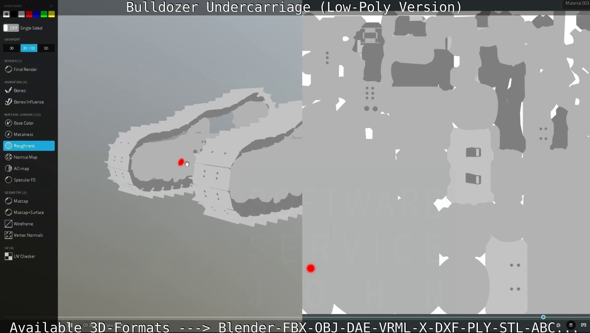 Bulldozer Undercarriage Rigged and Animated - Low-Poly Version Low-poly 3D model_32