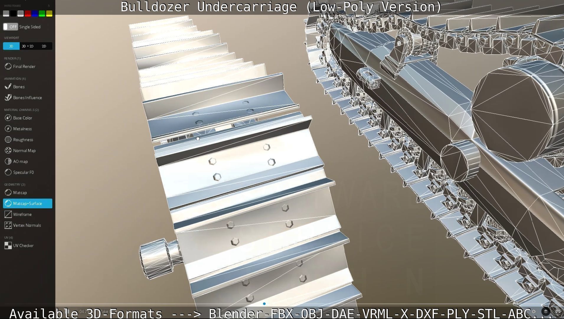 Bulldozer Undercarriage Rigged and Animated - Low-Poly Version Low-poly 3D model_47