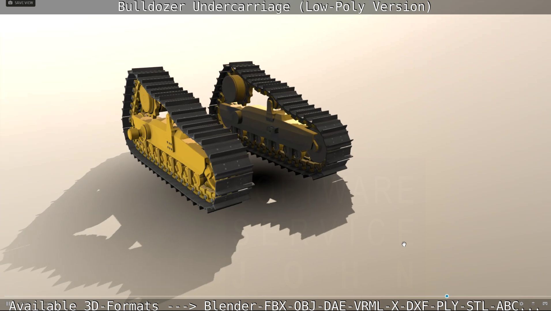 Bulldozer Undercarriage Rigged and Animated - Low-Poly Version Low-poly 3D model_7