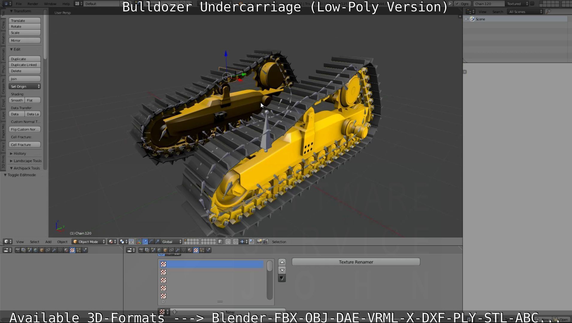 Bulldozer Undercarriage Rigged and Animated - Low-Poly Version Low-poly 3D model_25