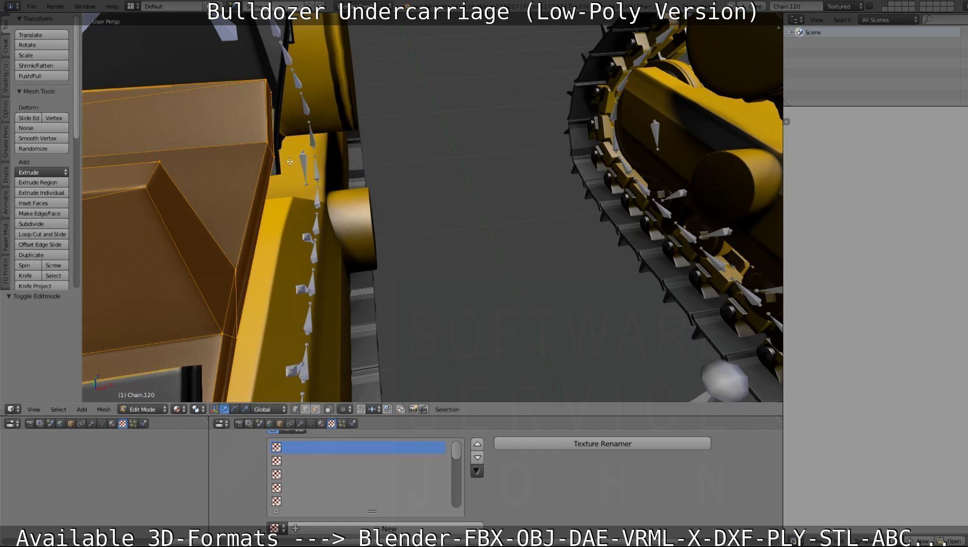 Bulldozer Undercarriage Rigged and Animated - Low-Poly Version Low-poly 3D model_22