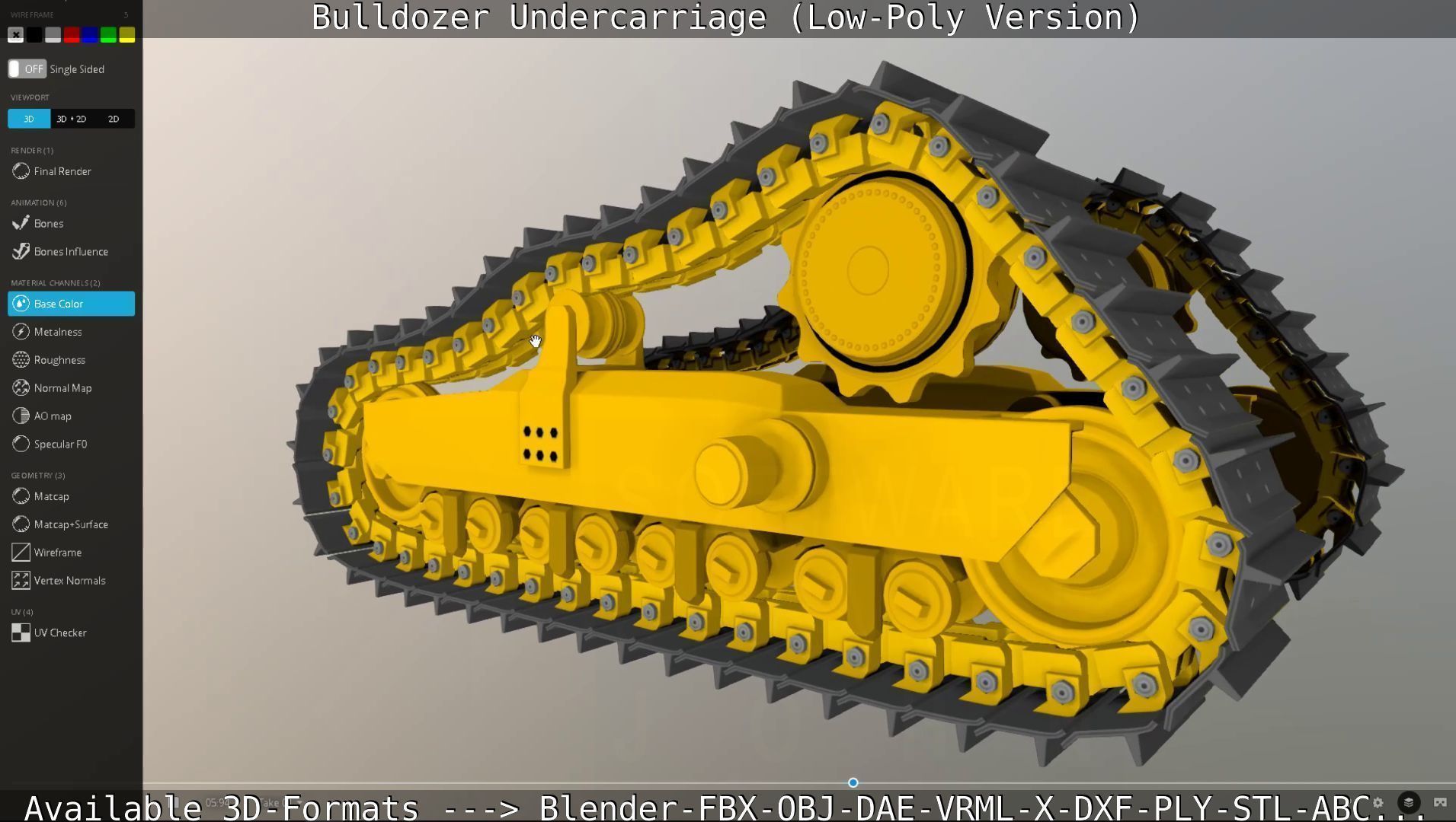 Bulldozer Undercarriage Rigged and Animated - Low-Poly Version Low-poly 3D model_29