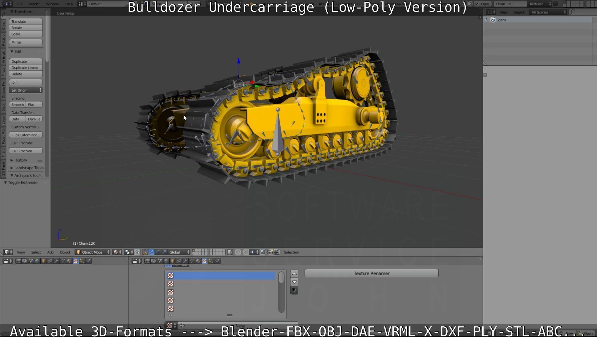 Bulldozer Undercarriage Rigged and Animated - Low-Poly Version Low-poly 3D model_27
