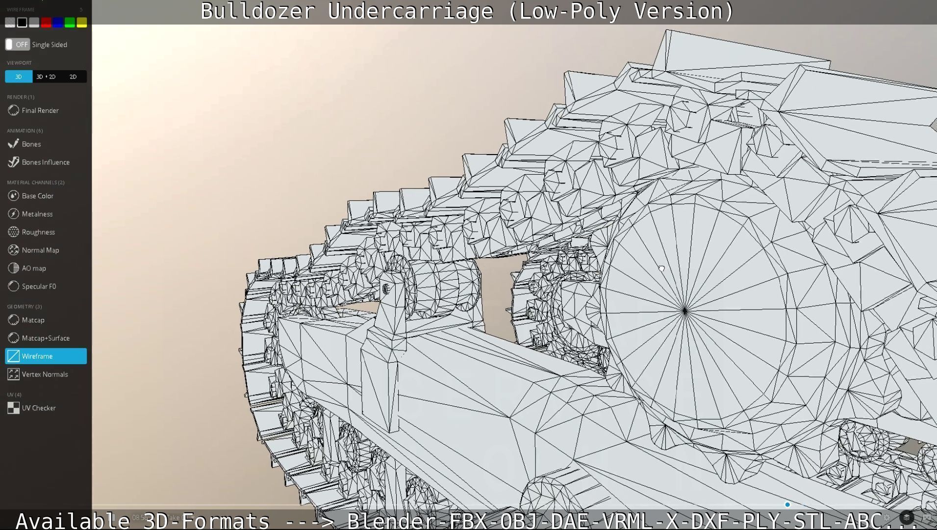 Bulldozer Undercarriage Rigged and Animated - Low-Poly Version Low-poly 3D model_39