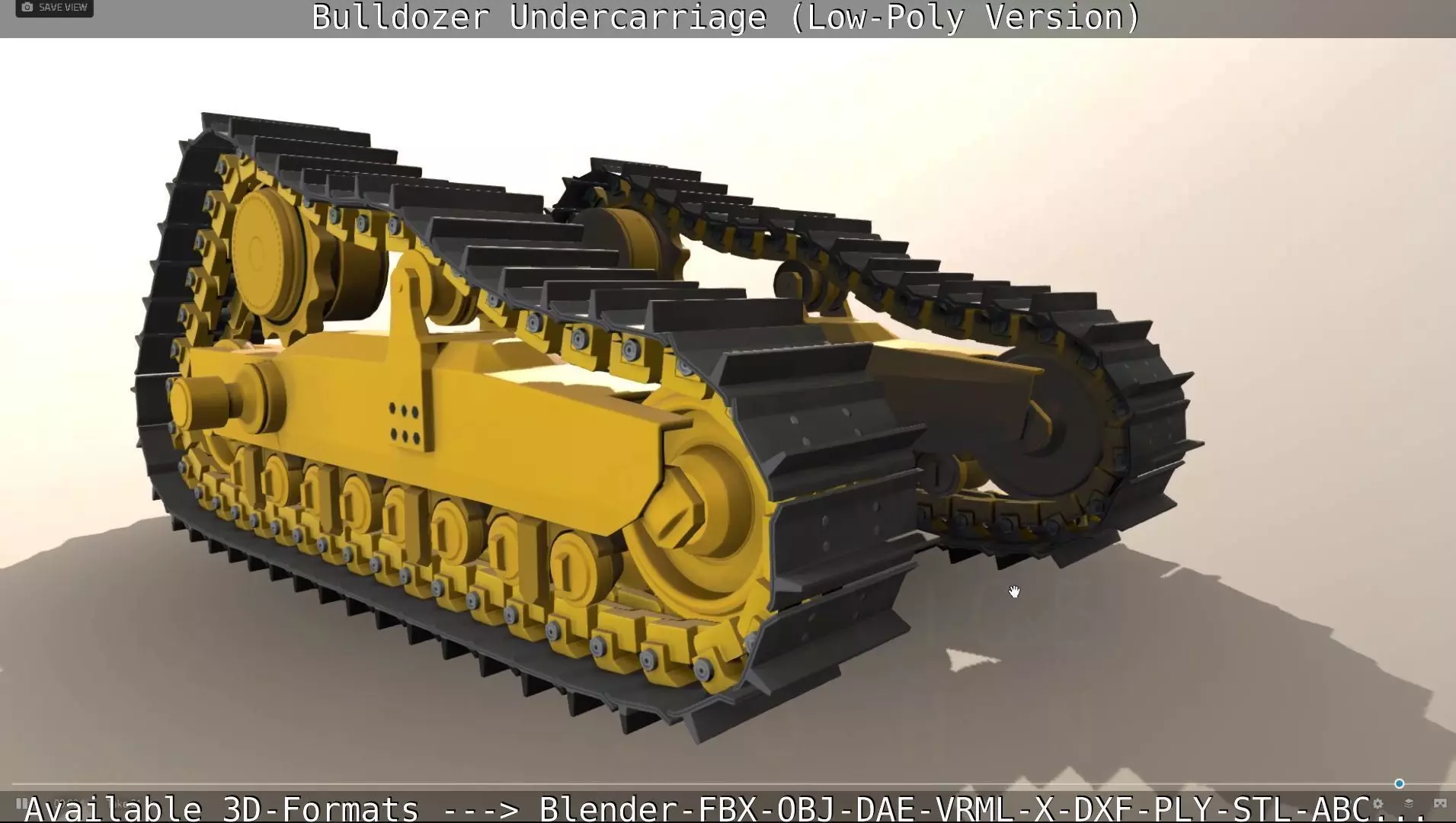 Bulldozer Undercarriage Rigged and Animated - Low-Poly Version Low-poly 3D model_0