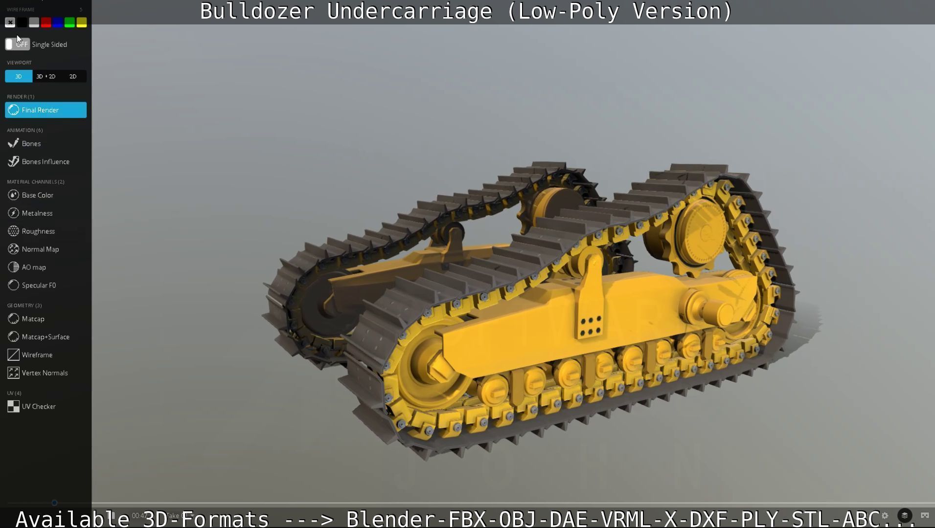 Bulldozer Undercarriage Rigged and Animated - Low-Poly Version Low-poly 3D model_37