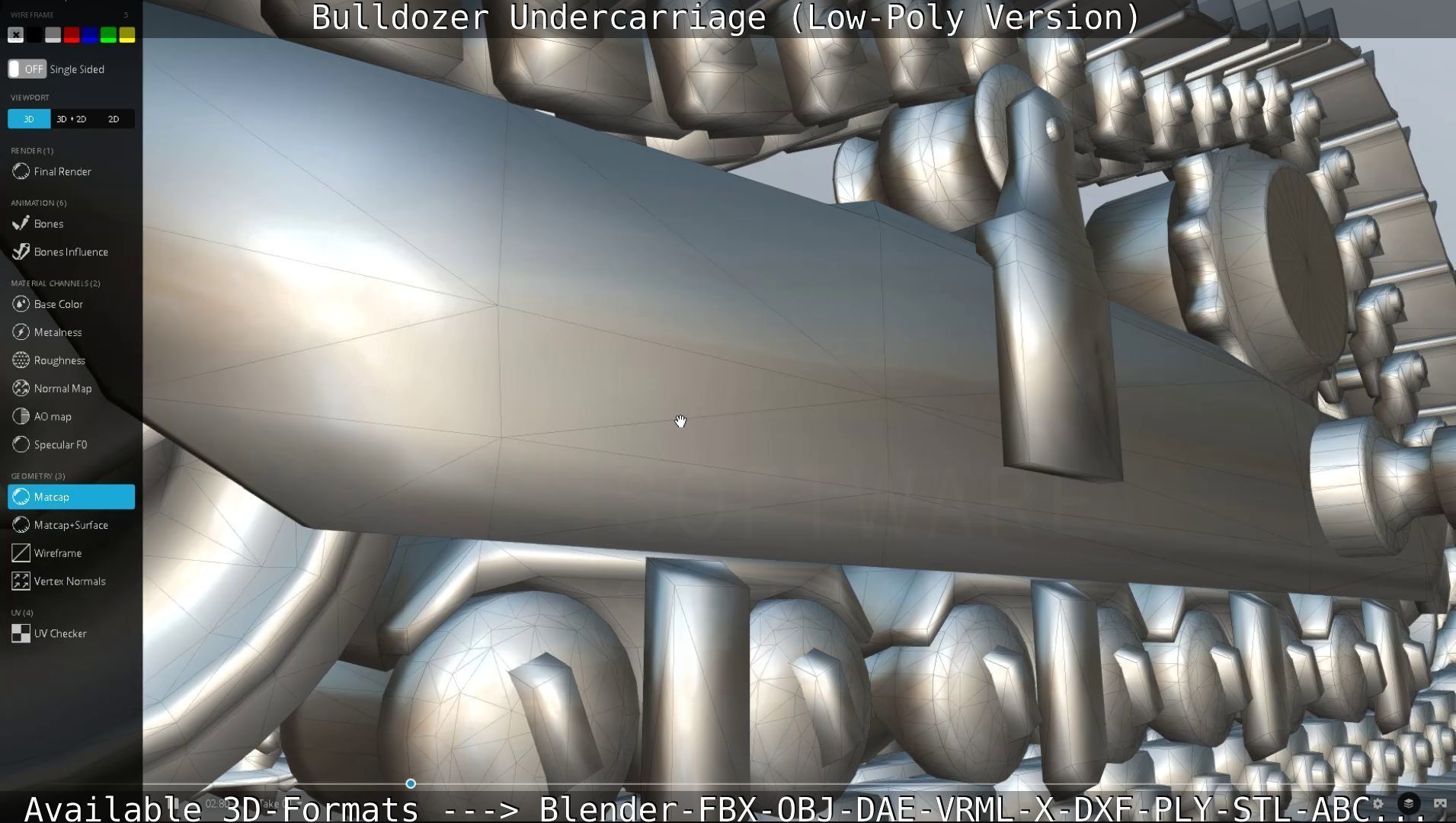 Bulldozer Undercarriage Rigged and Animated - Low-Poly Version Low-poly 3D model_42