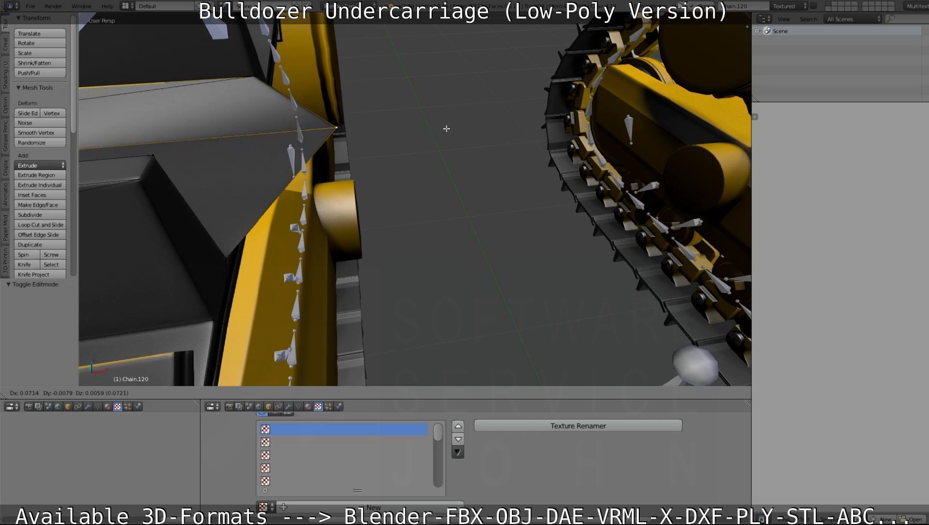 Bulldozer Undercarriage Rigged and Animated - Low-Poly Version Low-poly 3D model_23