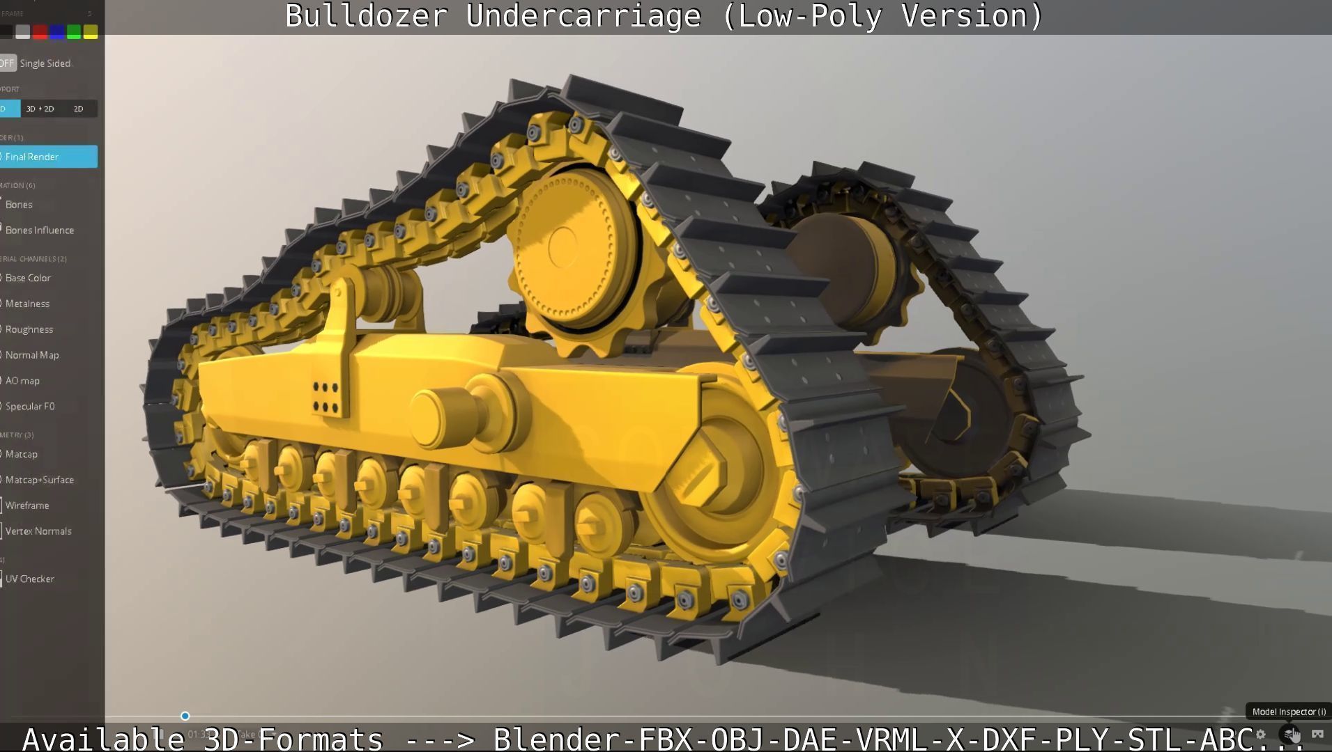 Bulldozer Undercarriage Rigged and Animated - Low-Poly Version Low-poly 3D model_28