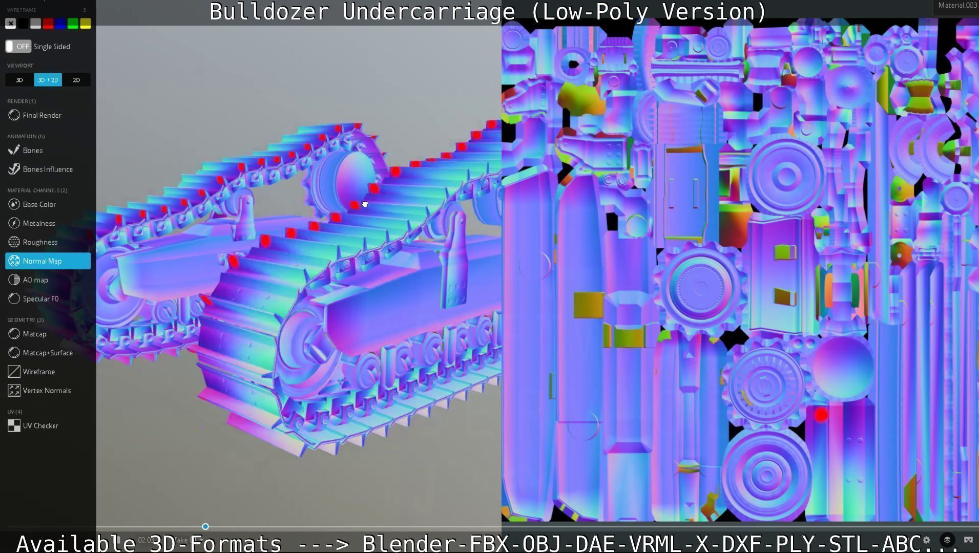 Bulldozer Undercarriage Rigged and Animated - Low-Poly Version Low-poly 3D model_33